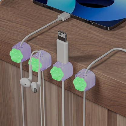 9Pack Magnetic Cable Clips for Nightstand, Adhesive Night-Glowing Cord Holder Organizer for Office Home Desk Wall Car (Star Cat Strawberry)
