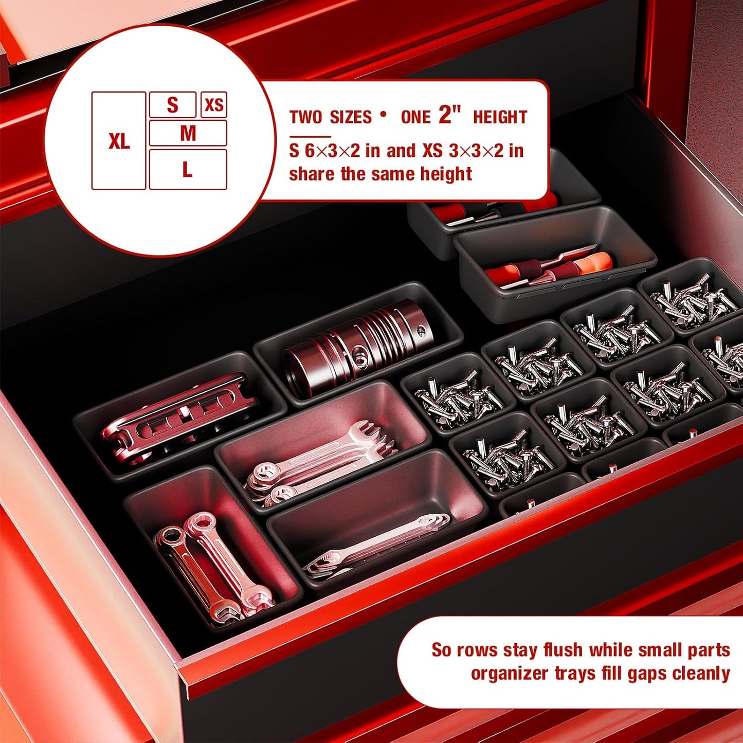 10 PCS Tool Box Drawer Organizers, Large & Medium Tool Trays for Tool Box Organization, Tool Organizers and Storage for Garage and Rolling Tool Chest
