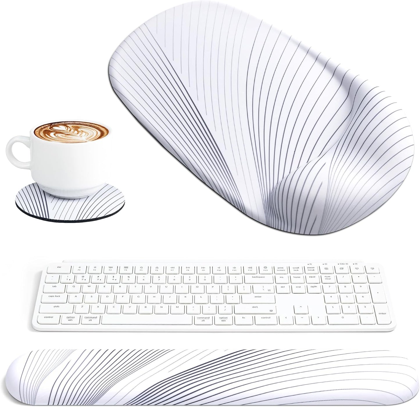 Ospelelf Wrist Rest for Keyboard and Mouse Ergonomic Mouse Pad with Wrist Support Memory Foam Wrist Rest for Computer Keyboard,3-in-1 Gel Mouse and Keyboard Pad for Office Geometry Green