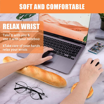 Soft Toast Bread Baguette Shape Anti-Skid Keyboard Wrist Rest Support & Mouse Wrist Support for Office,Computer,Laptop& Mac