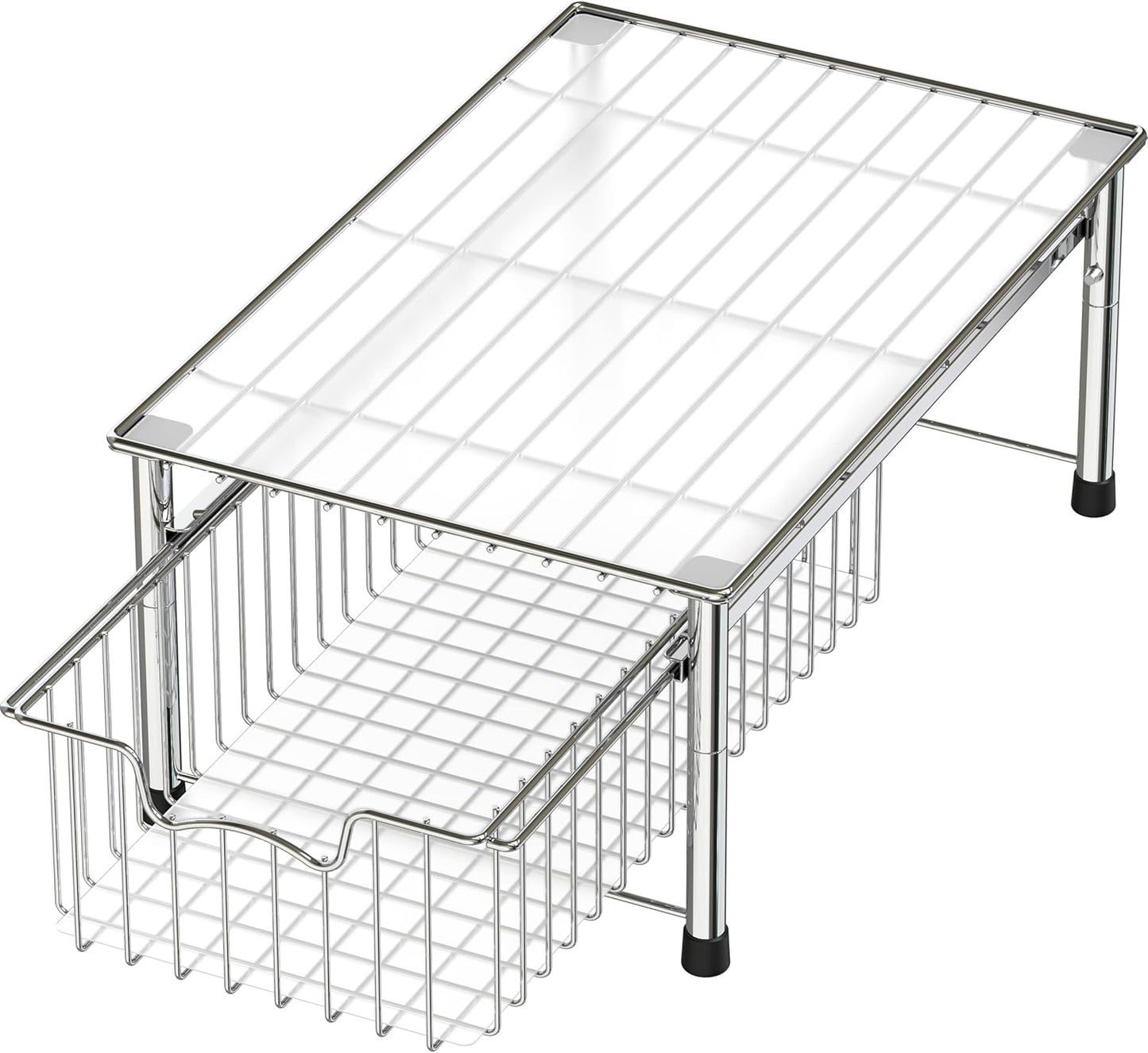 Simple Houseware Stackable 3 Tier Sliding Basket Organizer Drawer, Chrome
