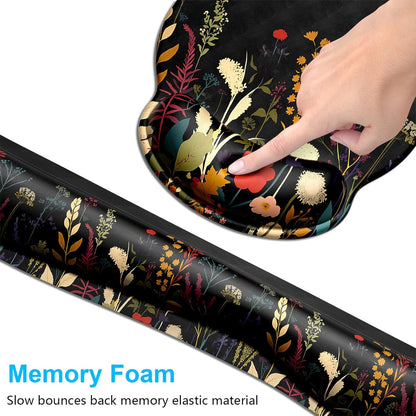 Dapesuom Keyboard Wrist Rest and Mouse Pad with Wrist Support, Cute Memory Foam Cushion for Keyboard and Mouse Set, Ergonomic Desktop Pad Rests with Non Slip Base for Easy Typing & Pain Relief, Pink