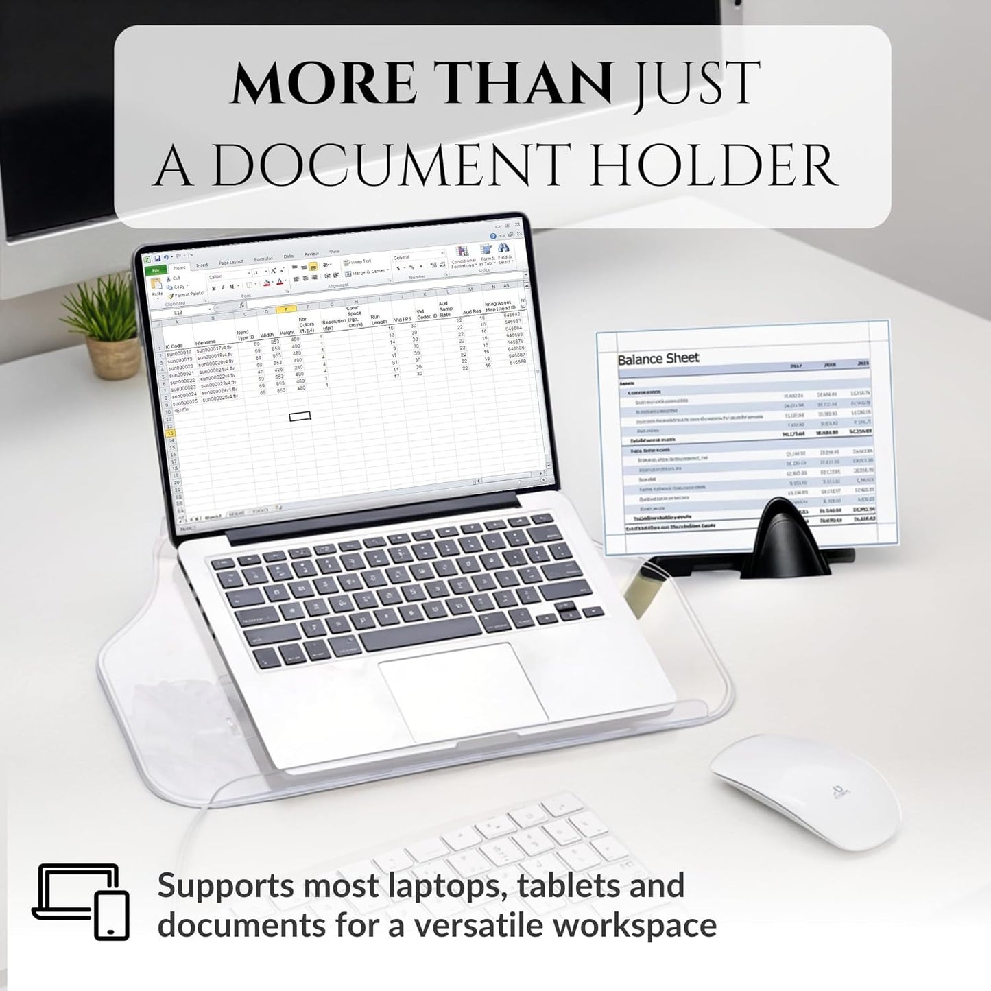 MemoScape PRO Adjustable in-Line Document Copy Holder for Desk - Help Boost Productivity and Reduce Neck Strain - Paper Holder Stand for Desk - Office & Home Organization Accessory - White