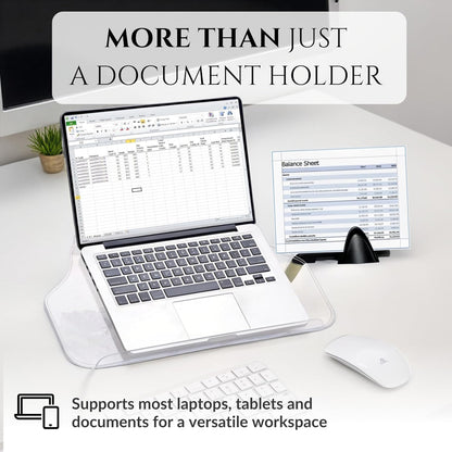 MemoScape PRO Adjustable in-Line Document Copy Holder for Desk - Help Boost Productivity and Reduce Neck Strain - Paper Holder Stand for Desk - Office & Home Organization Accessory - White