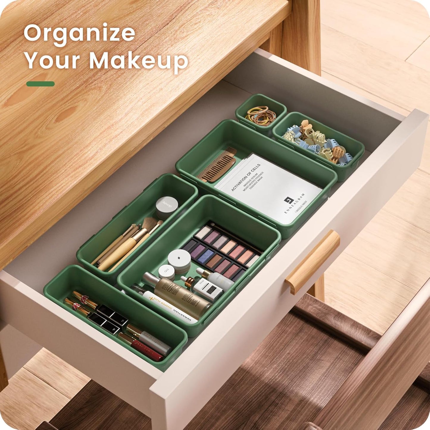 【Military Grade】A-LuGei Drawer Organizer, 【𝟱𝗦𝗶𝘇𝗲】 Makeup organizer, 【Holds 177 Items】 Bathroom Organizers and Storage, Organization and Storage, Desk Drawer Organizer for Bathroom Vanity