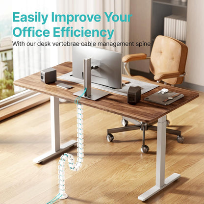 PEGZONE Under Desk Cable Management Spine – Flexible Cable Snake Organizer for Standing Desk, Tool-Free Magnetic Vertebrae Wire Management for 0.4"-2" Table, White