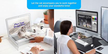 Acrylic Monitor Stand Riser Acrylic Laptop Stand for Desk Clear Computer Monitor Stand for Desk Accessories White Aesthetic Decorations for Office Home iMac Organizer