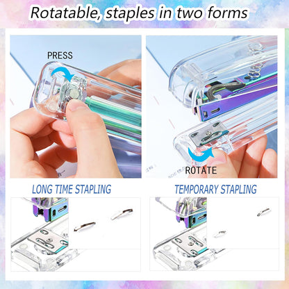 Purple Desk Organizers and Accessories, Purple Office Supplies with Mesh Desk Organizer, Acrylic Tape Dispenser and Stapler, Staples, Ballpoint Pen, Clips Set, Ruler, Scissor, Sticky Labels