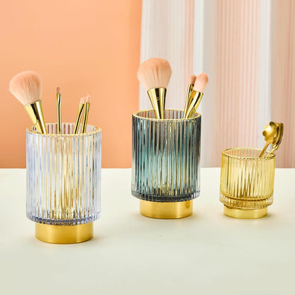 Makeup Brush Holder Organizer,Toothbrush Holders,Desk Pen Pencil Holder,Multifunctional Vintage Glass Brush Cup（L/Green/A3-6-US）