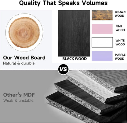 OPNICE Desk Organizers and Accessories, Adjustable Computer Monitor Stand Riser, Laptop Stand for Desk, Office Desk Accessories & Workspace Organizers for Home Office, Black Wood