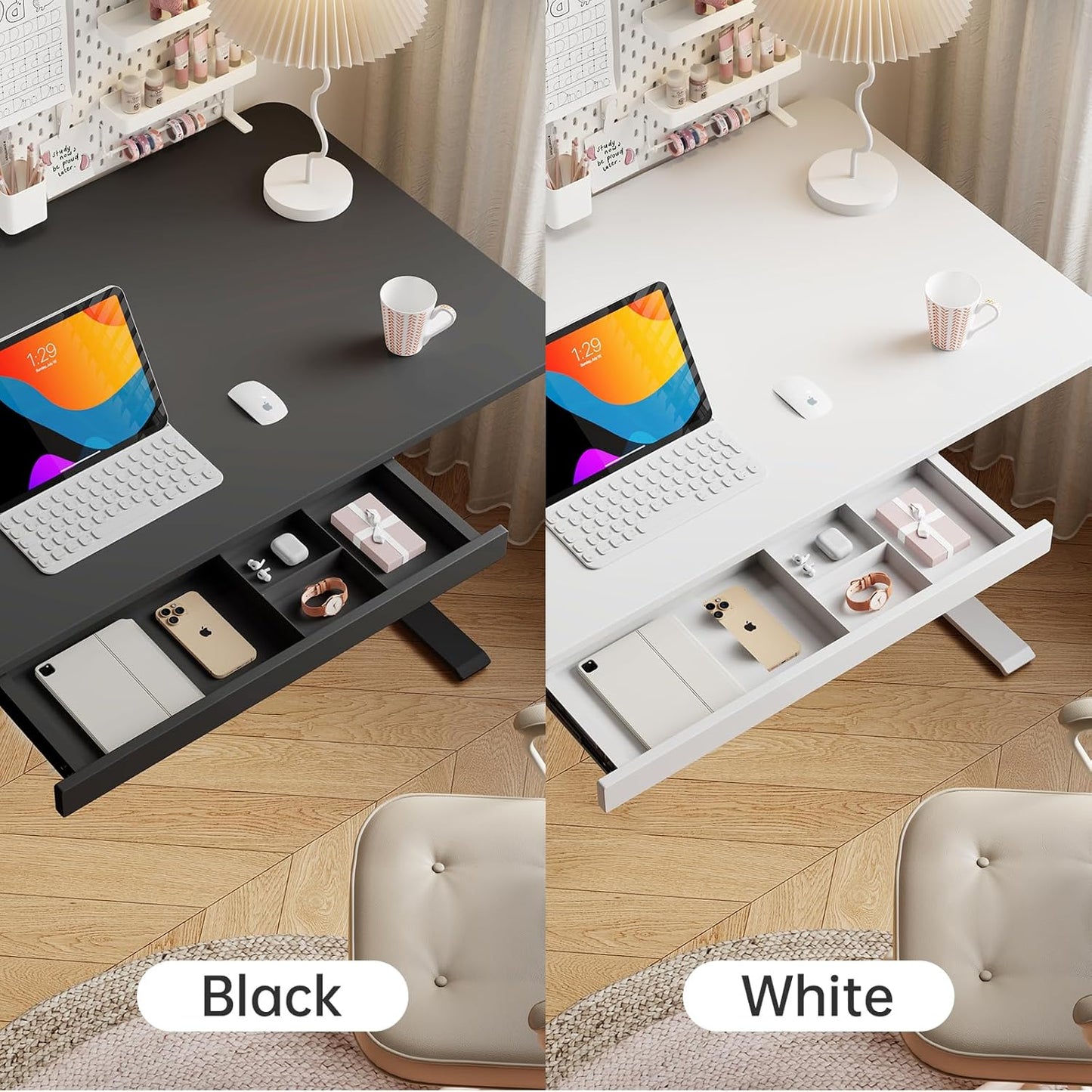 Under Desk Storage Drawer, 15.5Inch Shallow Under Desk Drawer Organizer