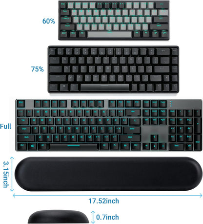 PU Leather Keyboard Wrist Rest, Ergonomic Memory Foam Wrist Support for Pain Relief, Waterproof & Easy to Clean Hand Rest Pad for Office, Gaming & Mechanical Keyboards (Classic Black)
