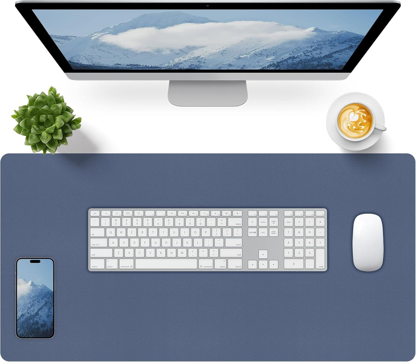Bloss Leather Desk Pad and Keyboard Wrist Rest, Large Mouse Pad + Keyboard Pad+Mouse Wrist Support, Non-Slip Desk Mat Protector for Office, Home(31.5×15.7 Inches,Beige)