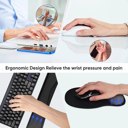 Wrist Rest Support for Mouse Pad Keyboard Set Circle Coaster Gaming Mouse Pad Ergonomic Gel Memory Foam Set for Computer, Laptop, Office, Pain Relief, Comfortably Typing Flowers KM-39