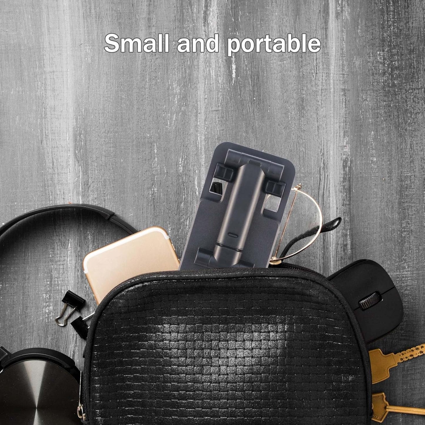 3 Pcs Cell Phone Stand,Fully Foldable and Angle Height Adjustable with Silicon Pad Cell Phone Holder for Desk, Office, Tablet Stand Compatible with All 4-10 Inches Smartphone and Tablet(Black)