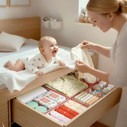 DIMJ Drawer Organizer Clothes - 20 Pack Closet Drawer Organizer Bins for Baby Clothes Storage, Fabric Dresser Organizer for Nursery Bedroom, Foldable Small Drawer Dividers for Underwear Socks