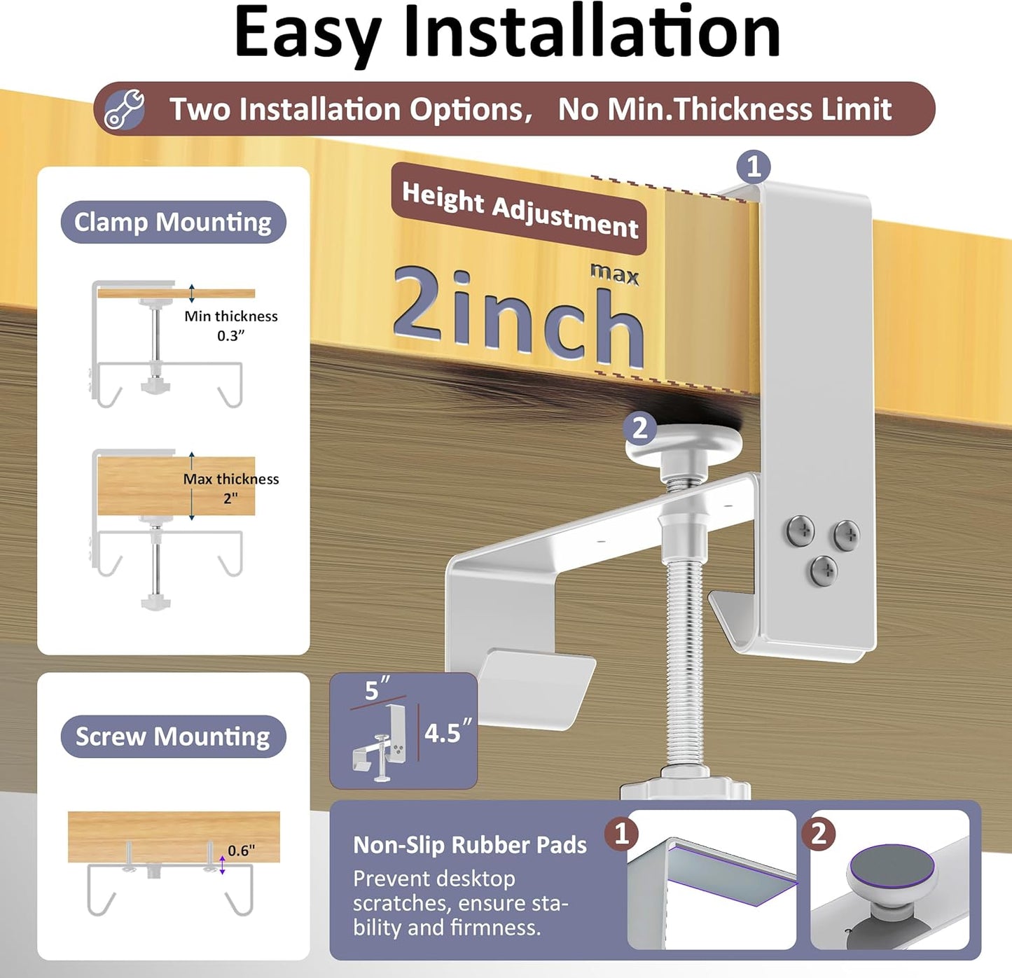 Under Desk Cable Management Tray - Under Desk Cord Management - Clamp/Screw Mount - Fabric Wire Management - Cable Raceways Tray Cord Hiders for Office/Home (Black, 35.8"×5.6")