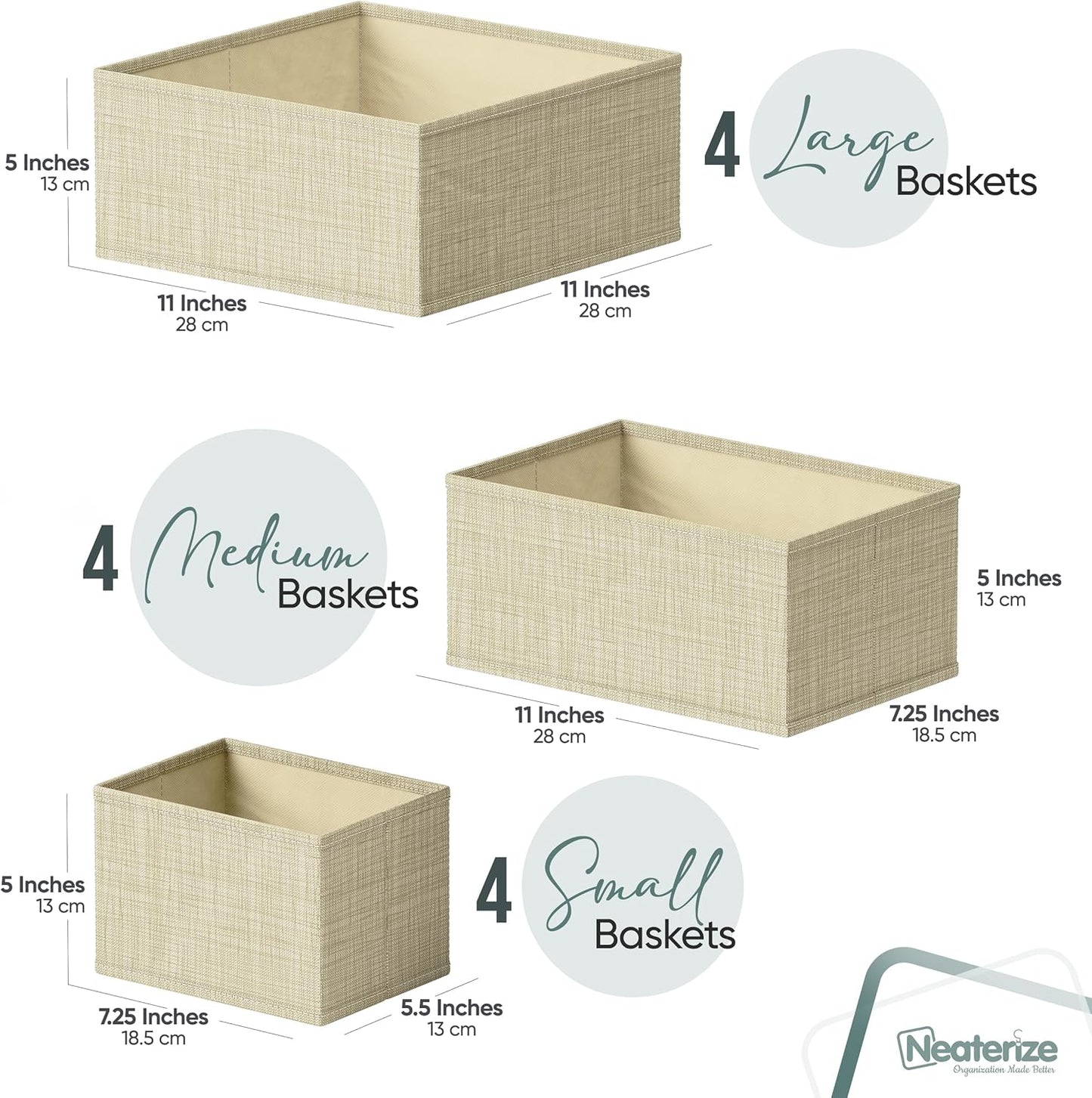Drawer Organizer Clothes Set of 12 Grey - Dresser Organizer For Nursery, Bedroom, Closet - The Perfect Baby Clothes Organizer and Storage & General Nursery Organization or Dresser Drawer Organizers