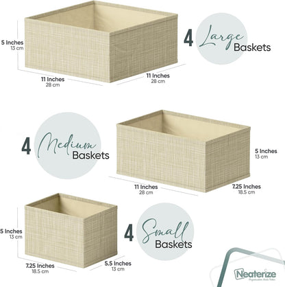 Drawer Organizer Clothes Set of 12 Grey - Dresser Organizer For Nursery, Bedroom, Closet - The Perfect Baby Clothes Organizer and Storage & General Nursery Organization or Dresser Drawer Organizers