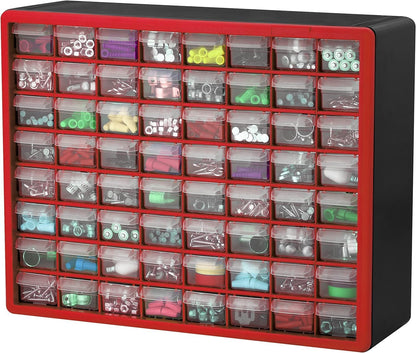 Akro-Mils 24-Drawer Plastic Drawer Storage Cabinet for Garage Organization, Bead Organizer, Building Bricks Storage, Teacher Toolbox, Makeup Organizer, 20" W x 6" D x 16" H, 10124 Black