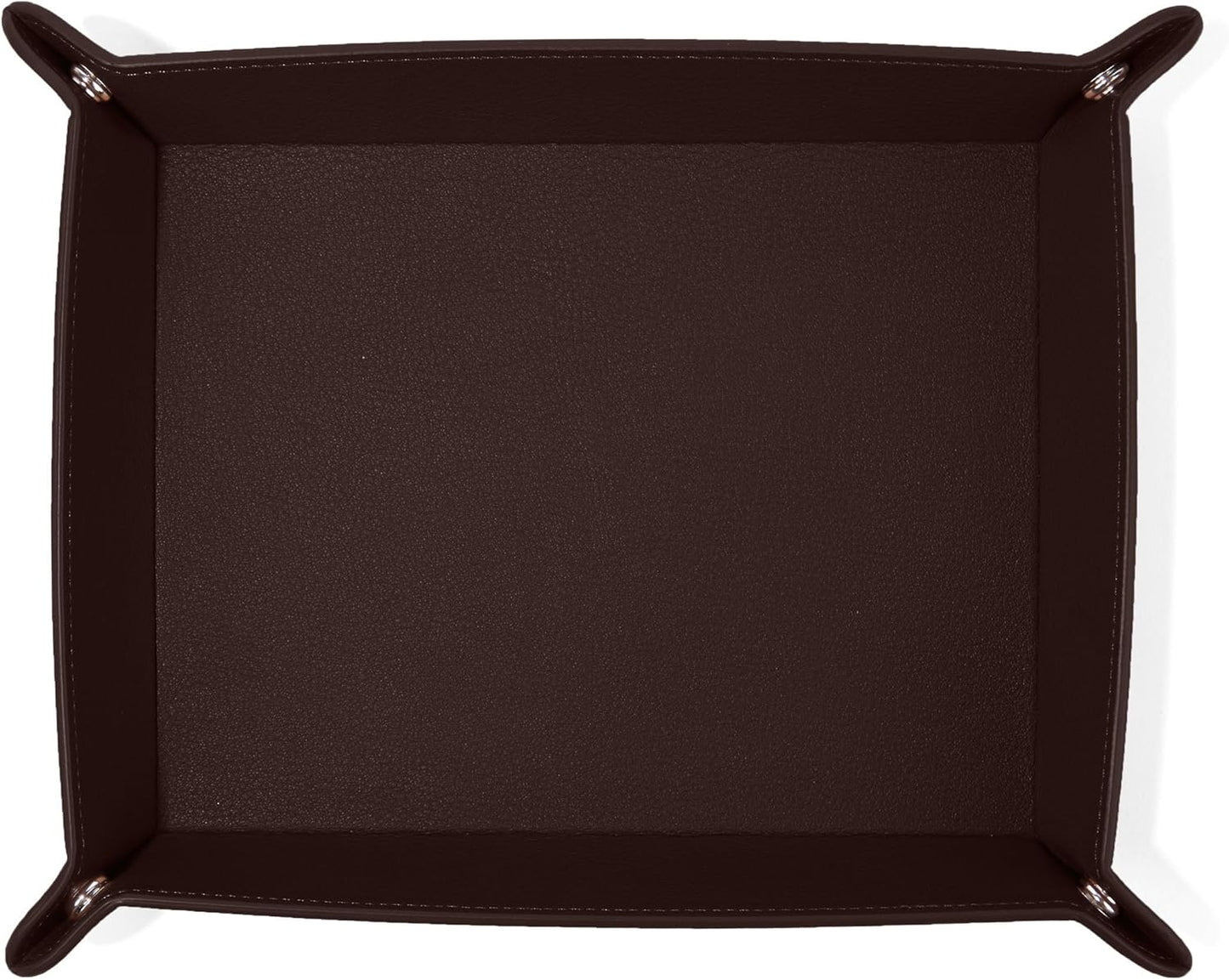 Leatherology Black Onyx Rectangle Valet Tray – Travel-Friendly Catchall Organizer with Snap Corners, Stitched Edge Detail & Gift Box – Desk Tray for Keys, Wallet, Watch & Accessories