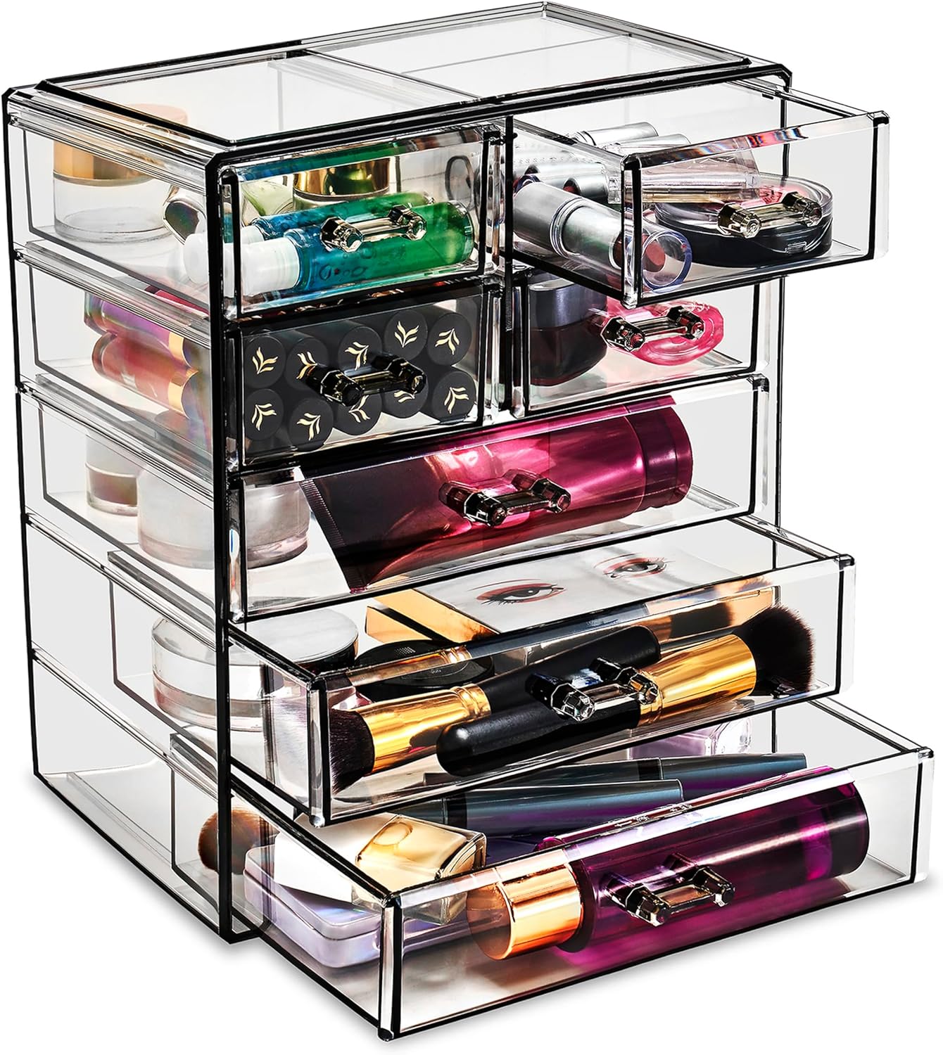 Sorbus Acrylic Makeup Organizer Set, 6-Drawer Vanity & Countertop Cosmetic Storage with Small & Wide Drawers, Clear Makeup Storage for Brushes, Lipsticks, Jewelry – Holiday Gift for Women & Teens