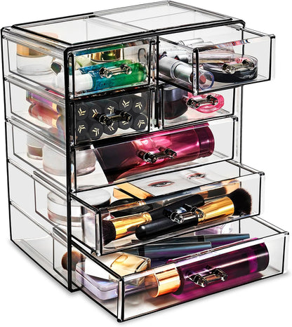 Sorbus Acrylic Makeup Organizer Set, 6-Drawer Vanity & Countertop Cosmetic Storage with Small & Wide Drawers, Clear Makeup Storage for Brushes, Lipsticks, Jewelry – Holiday Gift for Women & Teens