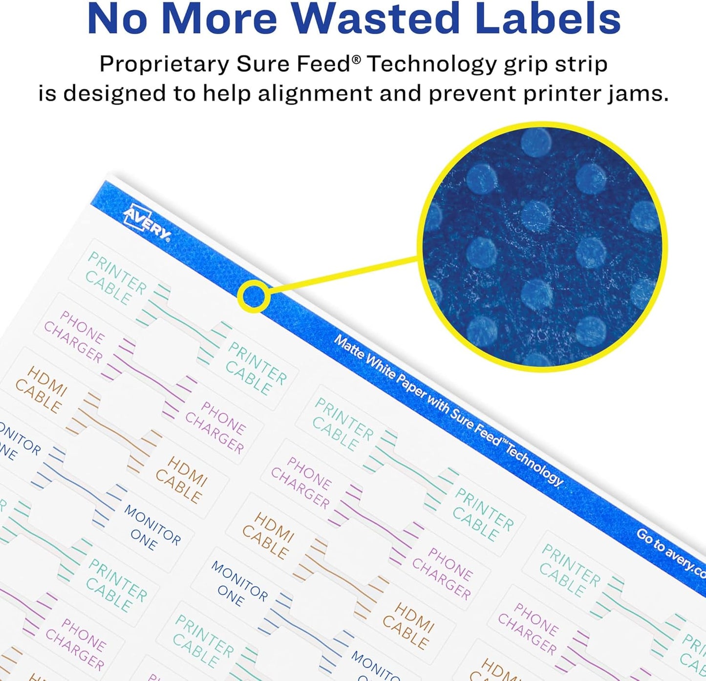 Avery Matte White Barbell Labels, Sure Feed Technology, 0.5" x 2.5", 1,125 White Labels, Permanent Adhesive, Laser/Inkjet Printable