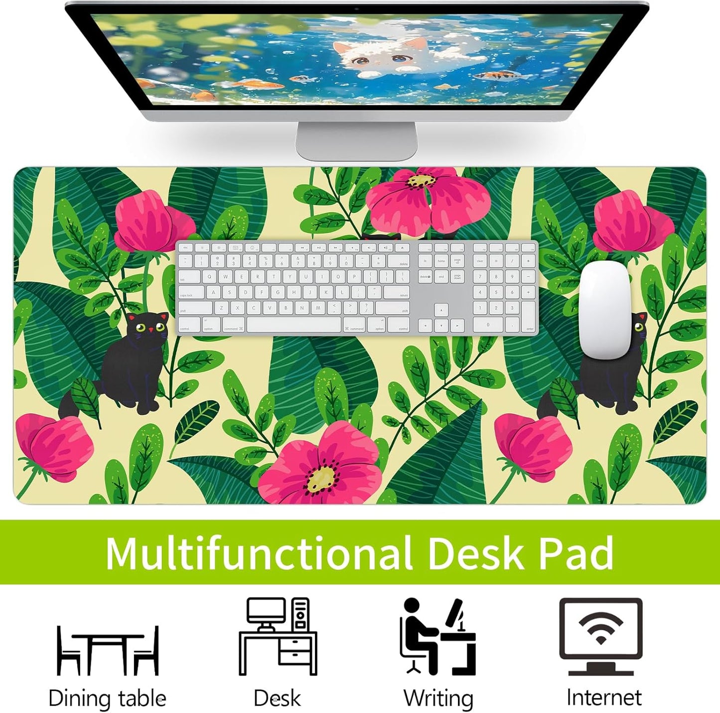 Wrist Rest for Computer Keyboard and Mouse, Ergonomic Design Wrist Support Pad for Keyboard, Soft Memory Foam Desk Pads Support Hand and Arm Easy Typing Pain Relief, 2 Piece Pad, Cream Pink
