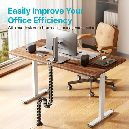 PEGZONE Under Desk Cable Management Spine – Flexible Cable Snake Organizer for Standing Desk, Tool-Free Magnetic Vertebrae Wire Management for 0.4"-2" Table, White