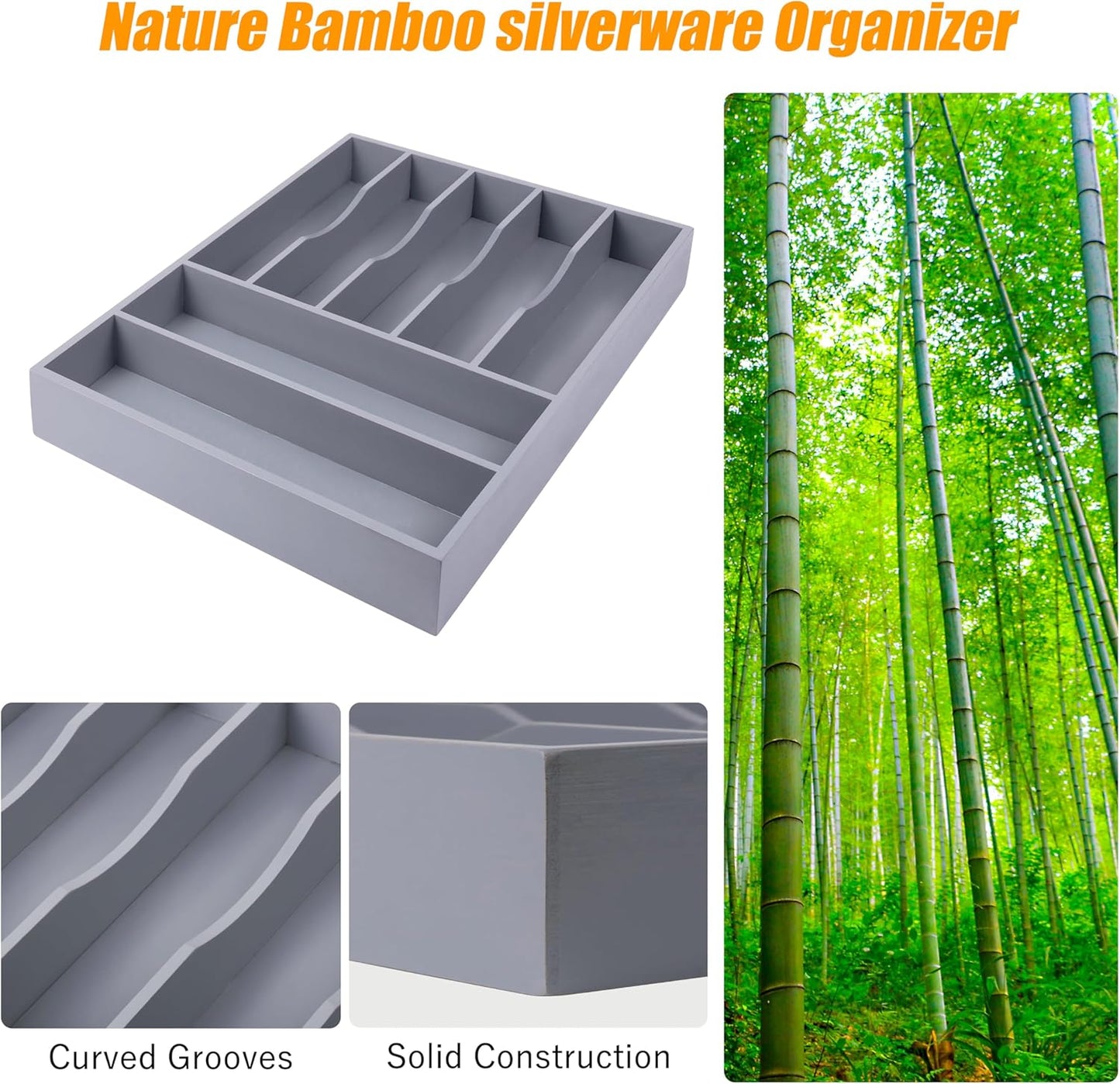 Kitchen Silverware Drawer Organizer and Storage Flatware Cutlery Utensil Holder Spice Rack Containers Bathroom Counter Cabinet Office Desk Makeup Drawer Tray Kitchen and Dining Tools Decor Accessories