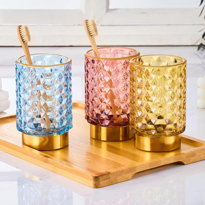 Makeup Brush Holder Organizer,Toothbrush Holders,Desk Pen Pencil Holder,Multifunctional Vintage Glass Brush Cup（A46-6-US）