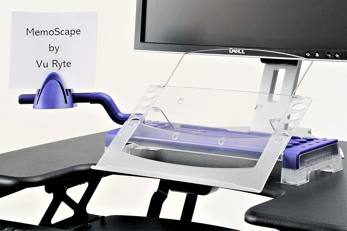 MemoScape Adjustable in-Line Document Holder for Typing | Reduces Neck Strain, Improves Focus, Boosts Desk Organization, and Workflow | Paper Holder Stand for Desk and Home Office - Black (VUR 2060)