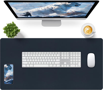 Bloss Leather Desk Pad and Keyboard Wrist Rest, Large Mouse Pad + Keyboard Pad+Mouse Wrist Support, Non-Slip Desk Mat Protector for Office, Home(31.5×15.7 Inches,Beige)