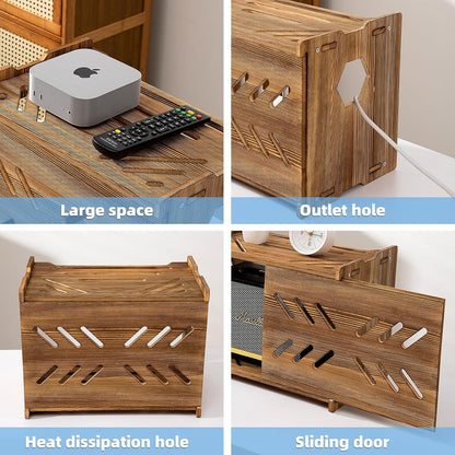 Solid Wood Projector Shelf Router Shelf Projector Stand Router Storage Box Router Cover Organized Modem Cable Power Strip Cable Management Hider Rack by Need Assembly (White)