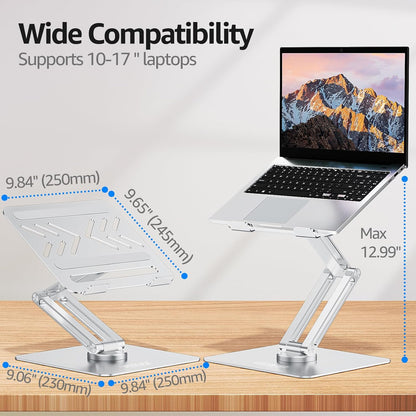Urmust Adjustable Laptop Stand for Desk Aluminum Computer Stand for Laptop Riser Holder Notebook Stand Compatible with MacBook Air Pro Ultrabook All Laptops 11-17 inch (Black)