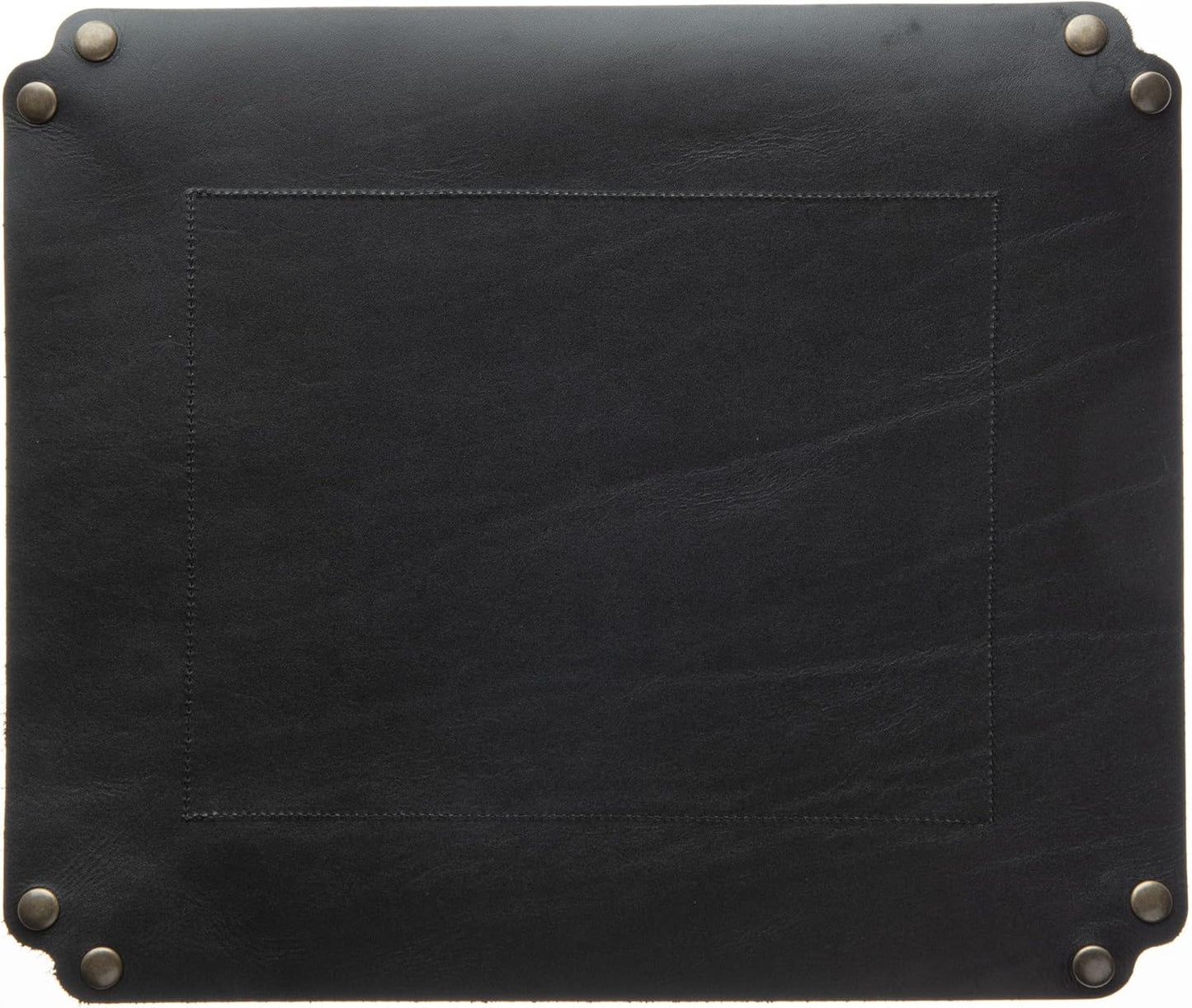 USA Handmade Premium Leather Valet Tray, Folds Flat! Dice Rolling Basket and Organizer with Brass Snaps - Reinforced Base - for Keys, Jewelry, Coin, EDC, Watch Storage Caddy - Black XLarge
