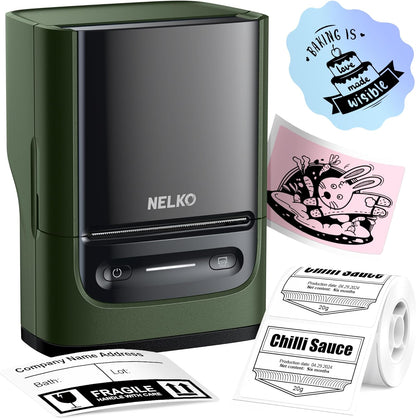 Nelko Label Maker Machine with Tape, PM220 Bluetooth Label Printer, 2 Inch Portable Thermal Printer for Small Business, Address, Logo, Clothing, Smart AI APP for iOS, Android & PC, White