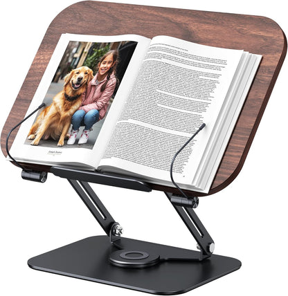 MOKURU Book Stand for Reading, 360° Adjustable Book Holder, Foldable Book Holder Stand, Cookbook Stand, Textbook Stand, Bible Stand, Hands Rree Book Stand, Laptop Stand, Tablet Stand