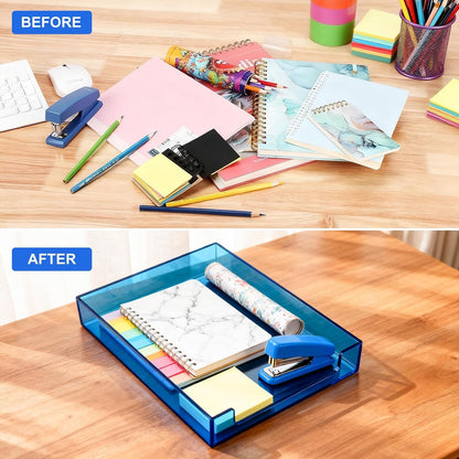 Paper Tray Acrylic File Organizer for Desk Letter Tray Desk Organizer Document Holder Sorter Storage for A4 Office Supplies Magazines, 13.8x10.6x2.4 Inches, Neon Pink