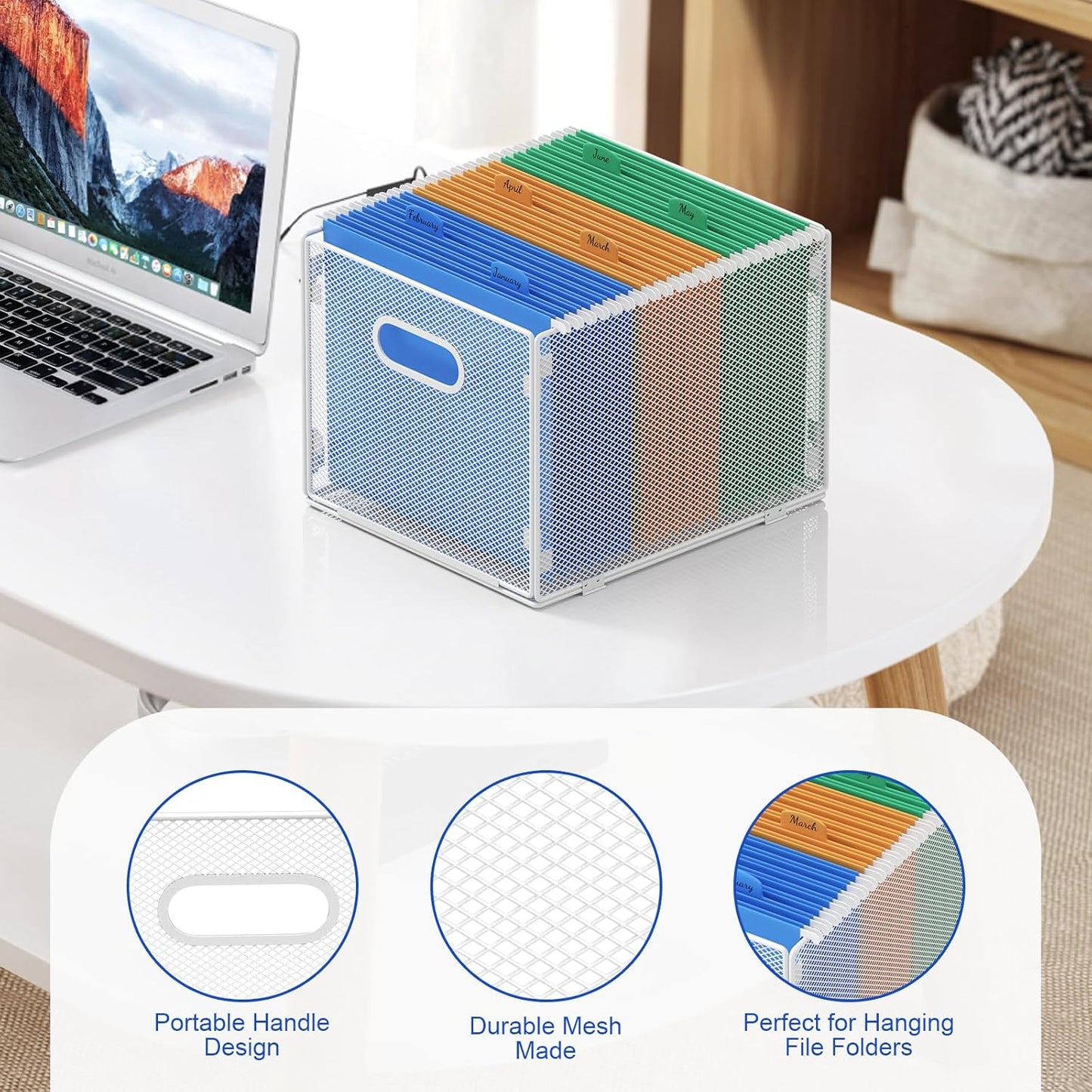 samstar Hanging File Organizer, Mesh File Folder Organizer File Crate File Cabinet Inserts Storage Box, Letter Size