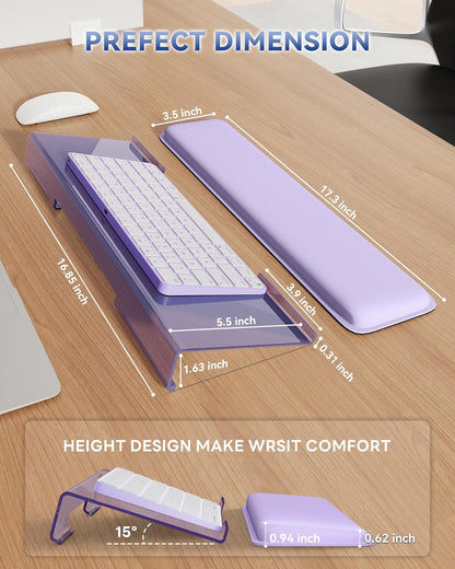 Laborio Computer Keyboard Wrist Rest Stand for Desktop, Keyboard Holder for Easy Typing with Wrist Pad for Office Desk, Home, School (Pink)