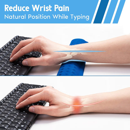 i-Rocks Memory Foam Keyboard Wrist Rest - Pain-Reducing Wrist Rest for Computer Keyboard - Non-Slip Rubber Base Wrist Rest - Cooling Keyboard Pad for Long Hours of Work, Studying, Gaming