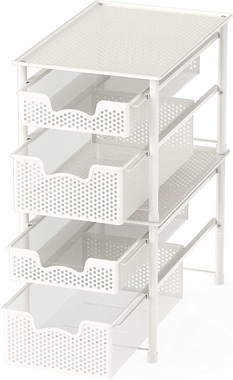 Simple Houseware Stackable 3 Tier Sliding Basket Organizer Drawer, Silver