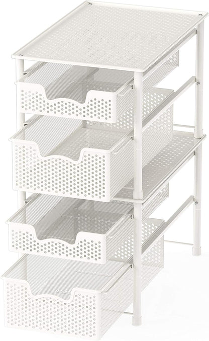 Simple Houseware Stackable 3 Tier Sliding Basket Organizer Drawer, Silver