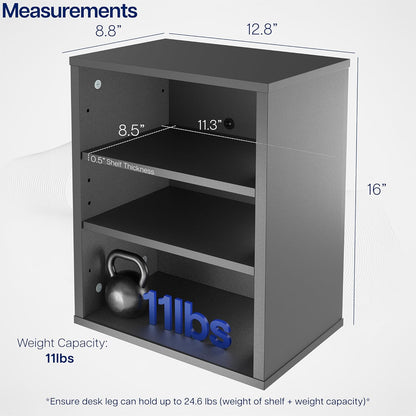 VIVO Clamp-on Under Desk Shelving Unit, Office Accessory Holder for Supplies, Gaming Devices, and More, Multi-Level Storage Shelves, Workstation Organizer, Black, DESK-SHELF3CL