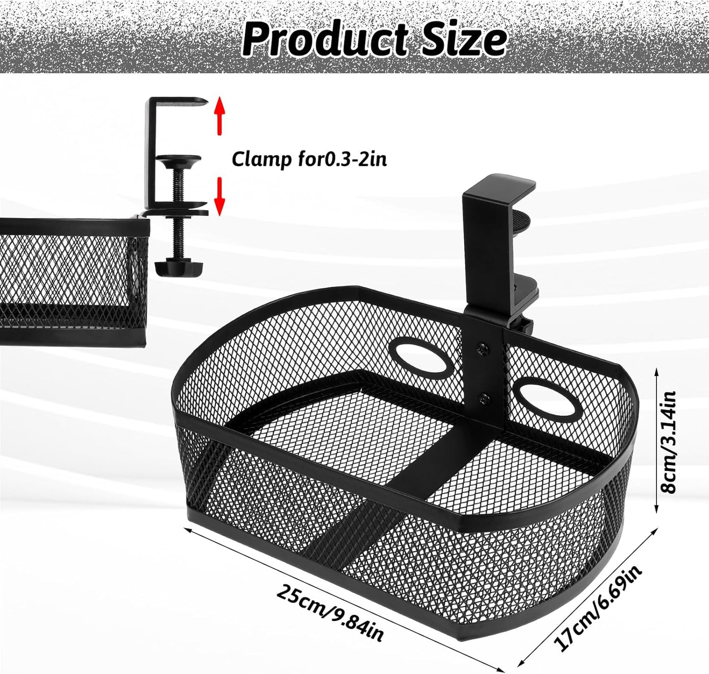 Under Desk Storage Drawer Organizer, Clamp on Under Table Shelf Hanging Desk Mount Tray Attachable Drawer Basket for Home Office Desktop Clutter Management Space Saving