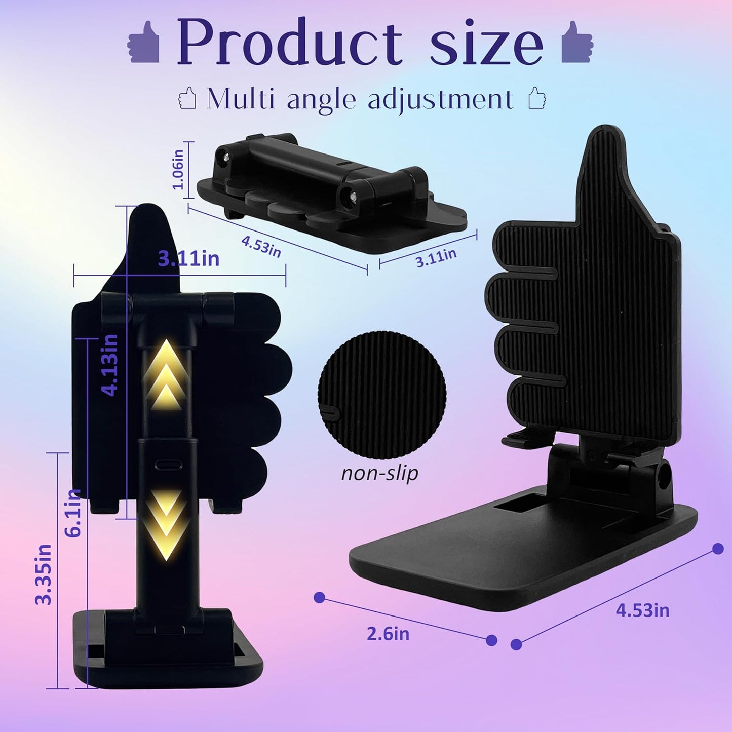 Mother's Day Foldable Cell Phone Stand Non-Slip,Thumbs Up Adjustable Phone Holder with Silicone，Portable Phone Stand for Desktop Compatible with All Mobile Phones (Pink)
