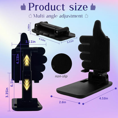 Mother's Day Foldable Cell Phone Stand Non-Slip,Thumbs Up Adjustable Phone Holder with Silicone，Portable Phone Stand for Desktop Compatible with All Mobile Phones (Pink)