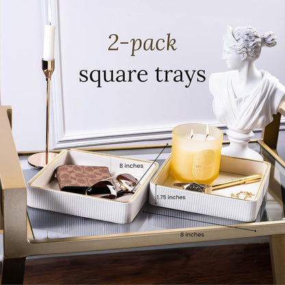 Leather Catchall Valet Tray for Men| Mens Valet Catch All Trays| Bedside Organizer for Nightstand| Cologne Tray for Men| Desk Trays Leather Tray Organizer (Black)
